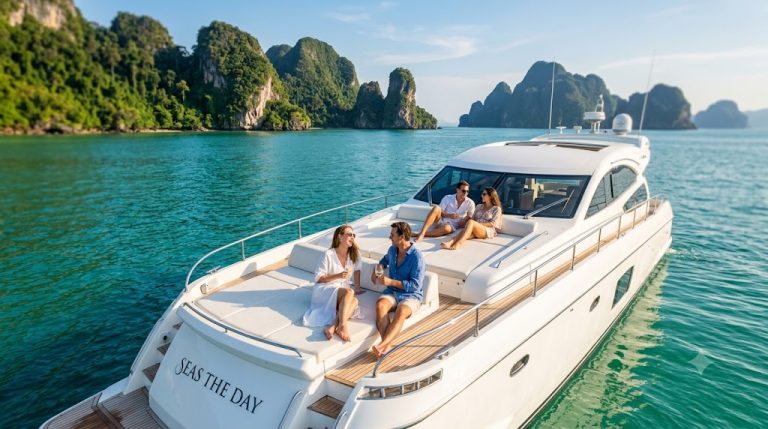 Private yacht on a day trip among the Andaman islands near Phuket
