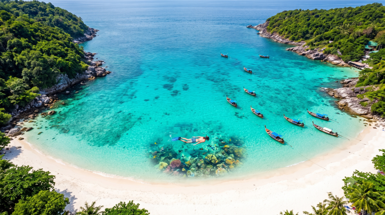 อ่าวปะตกเกาะราชา หาดทรายขาวน้ำใส ดำน้ำดูปะการัง