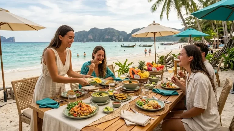 Beachfront Thai buffet lunch on a Phi Phi Island speedboat tour from Phuket